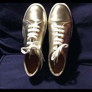 J Jill gold metallic tennis shoes size 9
